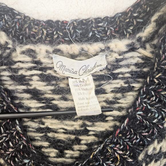 Vintage Mohair Blend Sweater Confetti Chevron Stripe Made In Italy Size Medium - Picture 3 of 10